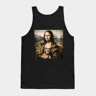 Mona Lisa's Puppy Embrace: National Puppy Day Tank Top